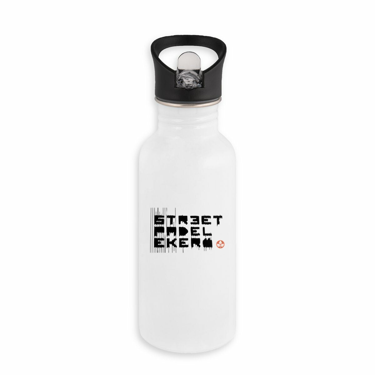 Street club Stainless steel water bottle with straw - front_white