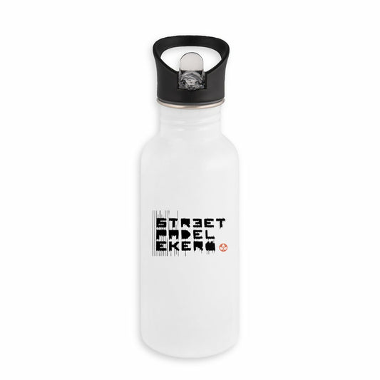Street club Stainless steel water bottle with straw - front_white